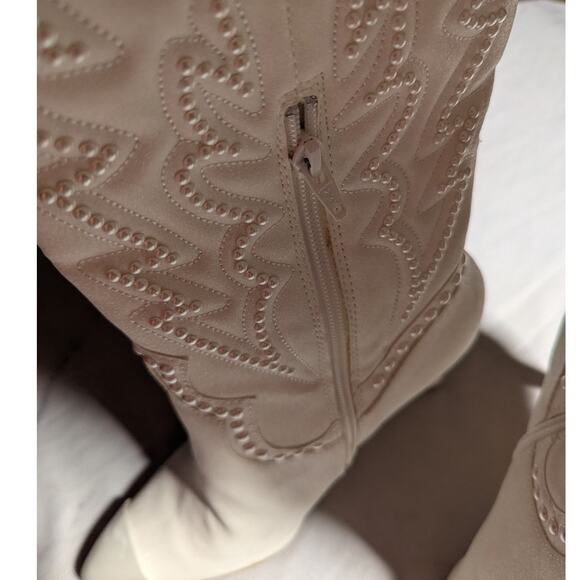 Gianni Bini Katerina White Over the Knee Pearl Bridal Stiletto Cowboy Boots 9.5 - Picture 5 of 9
